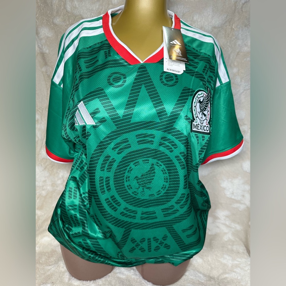 adidas Mexico Green Soccer Jersey with Red & White Trim